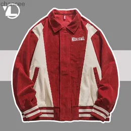 Corduroy College Jackets Men Spring Autumn Casual Fashion Red Baseball Outweare Mens Patchwork RETRO COLORE BLOORE VARSITY COOTS HKD230815