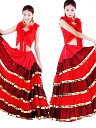 مرحلة ارتداء نساء في قاعة الرقص الإسبانية فلامنكو ، تنورة راقصة راقصة راقصة فاخرة ، زي رقص بطن 360/540/720 درجة