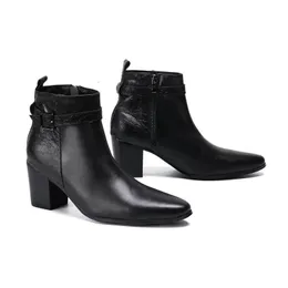 Boots Men S High Heel Highine Leather Chelsea Casual Ongle British Trendy Leisure Business Dress