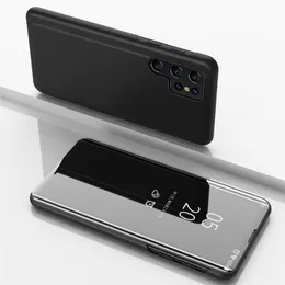 الحالات المرفقة المرآة الكهربائية المقاومة للجلد الصدمي لـ Samsung Galaxy S24 Ultra S22 S23 S21 A54 A55 A14 Kickstand Phone Cover Funda