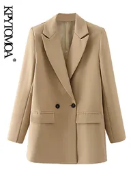 Kombinezony damskie Blazers Kpytomoa Fashion Fashion podwójnie piersi Office Wear Blazer Coat Vintage Long Rleeve Pockets żeńska odzież wierzchnia elegancka veste femme 230815