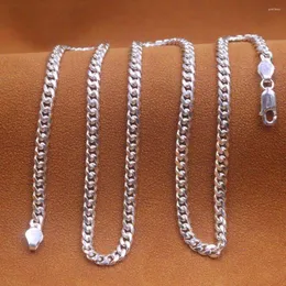 Chains Real 925 Sterling Silver Chain Women Men 4mm Curb Link Necklace 20inch Lobster Clasp /18g