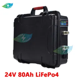 24V 80Ah 60Ah LiFepo4 Battery Pack for Energy Storage System UPS EV Scooter Motor Home Golf Trolley Solar +10A Charger