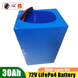 Rechargeable 72V 30Ah LiFePO4 Lithium Battery Pack With BMS For 3000W 2500W Electric Bike E-scooter Hub Motor+5A Charger