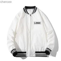 Custom varsity jacket Men Solid Color Jacket Autumn lightweight windbreaker zip up bomber coat wholesale clothing plus size HKD230815