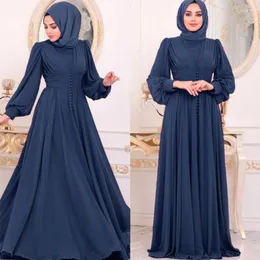 Ethnic Clothing 2023 Middle East Muslim Womens Long Dress Solid Color Large Size Chiffon Studded A-line Abayas For Women Islamic