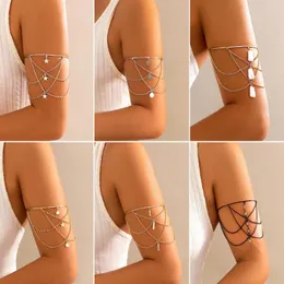 매력 팔찌 Bohemian Tassel Open Upper Arm Bracelet for Women Star Cuboid Round Pendants Bangle Party Summer Accessories