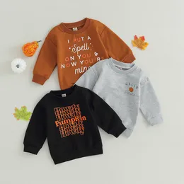 Hoodies Sweatshirts FOCUSNORM 0 4Y Halloween Kids Baby Boy Sweatshirt T Shirts 3 Colors Letter Print Long Sleeve Pullovers Autumn Tops 230815