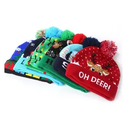 Шляпы кепков 16 стиль светодиодные рождественские вязаные детские малышки