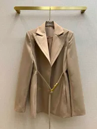 Women's Trench Coats Gold buckle belt suit jacket splicing collar lowprofile simple set waist thin fashion versatile temperament autumn 0730 230814