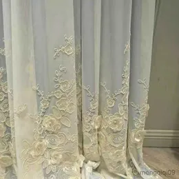 Занавес высокий клад с турецкой вышитой 3D розовой окна Тан для гостиной роскошная европейская спальня Принцесса комната