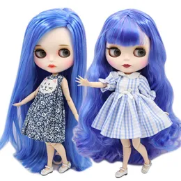 人形ICY DBS Blyth Doll Blue Mixed Hair With White Skin 16 BJDカスタマイズされたマットフェイスヌードジョイントボディBL72166208 230814