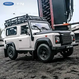 Welly 1 24 Land Defender 90 합금 자동차 모델 다이 캐스트 장난감 차량 수집 자동차 장난감 소년 생일 선물 T230815