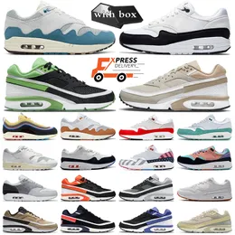 Express Delivery 1 87 BW Running Shoes 1s 87s Mens Trainers Women Sneakers Light Stone Hemp Midnight Navy Wheat Parra Photo Blue Bred Obsidian womens sports