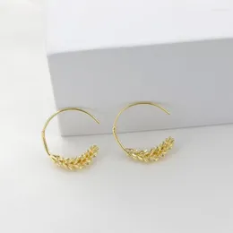 Hoop Earrings Korean Ear Of Wheat Metal Circle 925 Silver Needle Hook Jewelry Women Fashion Vintage Personality Party Gift