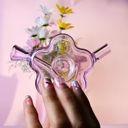 New Pentagram Glass Bong Pipe Hookah Super Tjock Girly Cute Glass Smoking Pipe Water Bong Accessories ll