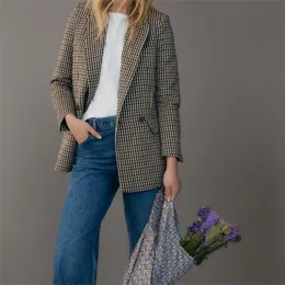 Kobiety damskie Blazers Zxqj moda podwójnie piersi płaszcz z zapłakiem vintage biuro z długim rękawem noszenie żeńska odzież wierzchnia elegancka tops 230815