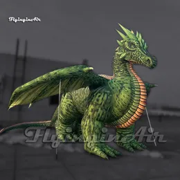 5 m Amazing Green Green Evil Green gonfiabile Dragon Cartoon Animal Model Air Blow Up Dlowing Dragon with Wings for Event