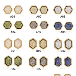 Stud säljer 18k guldfyllda druzy örhängen trendiga kvinnor grossist 12mm hexagon harts drusy örhänge smycken droppleverans dhsri