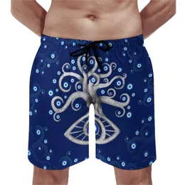 Mäns shorts grekiska onda ögonkonstbrädan sommar amulett trädtryck hawaii korta byxor män som kör snabb torr grafiska strandstammar