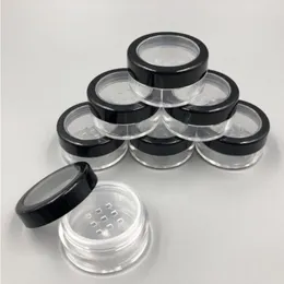 5 ml 5g tragbarer leerer klarer Make-up-Pulver-Puffkastenbehälter mit Pulversifter und schwarzer Schraubendeckel locker Pulver Jar PMPPE