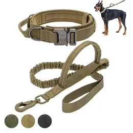 ملابس الكلاب التكتيكية الياقات المقود القابل للتعديل من النايلون العسكرية يؤدي للكلاب الكبيرة المتوسطة الكلاب الألمانية الراعي التدريب على الصيد 230814