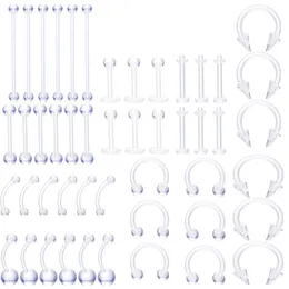 Labret Lip Piercing Jóias Atacadistas 100pcs Língua Mulheres Senhoras Simples Retentor de Anel do Narize Claro Transparente para Mulheres BIOFLEX 230814