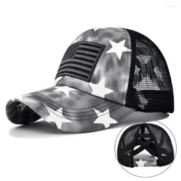 Ball Caps Fashion Tie-Dye Gradient Baseball Cap American Flag Flag Emelcodery Stars сетчатые сетчатые козырьки шляпа Trucker Outdoor Sport