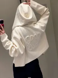 Kadın Örme Kapşonlu Ceket Sonbahar ve Kış Big Logo Çift Taraflı Polar Kısa Moda Kazak