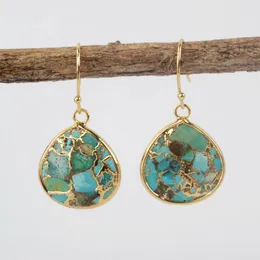 Kolczyki Dangle Borosa Retro Teardrop Natural Turquoises Drop for Women Wysokiej jakości niebieski kamień biżuteria G1858
