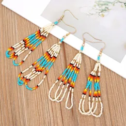 Kolczyki Dangle Go2boho Native kolorowe miyuki dla kobiet modna modna biżuteria boho nasiona koraliki frędzle fringe plemienne kropla