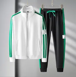 2023 남성용 트랙 슈트 겨울 패션 녹색 흰색 줄무늬 여성 정장 고급 남성 디자이너 통기성 m-5xl