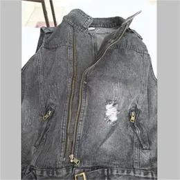 Kadın Ceketler Denim Kadınlar Yelek Kadın Bahar Sonbahar Kolsuz Vahşi Üstler Kısa Ceket Kızları Ripped 5xl Gri Jean Kovboy Yelek Deliği Gilet 230815