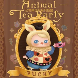 Blind Box Cute Anime Figure Gift Surprise Box Original Popmart Pucky Animal Tea Party Series Toys Model Bekräfta stil 230814