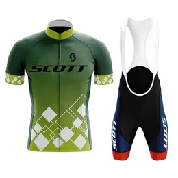 サイクリングジャージーセットスコットプロフェッショナルチームライディングスーツセットMaillot Ciclismo Hombre Summer MountainバイクビブストラップショートパンツMTBサイクリングスーツセット230815