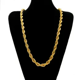 Collane a ciondolo Punk Punk Catena di corda da 10 mm per uomini Boys Gold Twisted Color Twisted Singapore Collana Hip Hop Hop Gioielli Male Regali lunghezza 78 cm 230815