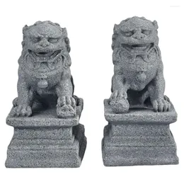 Dekorative Figuren Statue Foo Shui Feng Figur Miniaturstein Löwen Skulptur Dekoration Schütze Chinesische Wohlstandsdekorpaar Fu Mini
