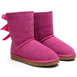 Designer stövlar australien tofflor tasman kvinnor plattform vinter stövlar tjej klassisk snö boot ankel kort båge mini päls svart kastanj rosa bowtie skor storlek 4-14