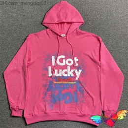 Felpa con cappuccio da uomo 2023fw Vetements rosa Lucky Hoodie Women's 1 1 Red Vetements con cappuccio Shampoo vintage Vtm Spaccature Grande Zipper Z230816