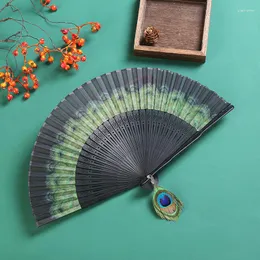 Dekorativa figurer Kinesisk stil Peacock Fan Utsökt siden Special Gift Folding Dance Women's Home Decoration Ornament Craft