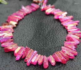 Hänghalsband ca 70 st/sträng rose kristall ab quartz point druzy topp borrad pinne Gem Stone Beads Halsband