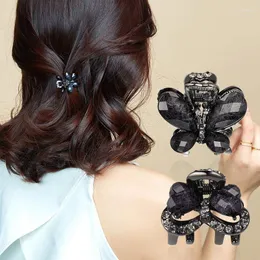 Hair Clips CHIMERA Small Metal Crab 2pcs/set Rhinestone Butterfly Heart Hairpin For Women Girls Bridal Black Crystal Jaw