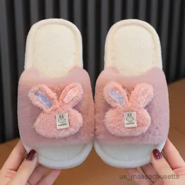 Slipper Baby Bambini per bambini ragazzi pannelli di cotone con rabbite scarpe per bambini piccoli bambini grandi bambini autunno inverno peluche caldo schuhe r230815