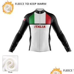 Cycling Shirts Tops Winter Jerseys 2022 Italy Team Mountain Bike Bicycle Clothing Men Long Sleeves Ropa De Ciclismo Warm Jacket Dr Dhmow