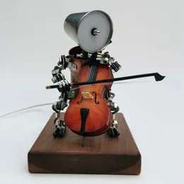 Dekorativa föremål Figurer Industrial Wind Steampunk Handgjorda robot Desktop Ornament Dekoration Cello Violin Musikinstrument Creative 230824