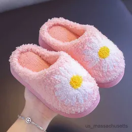 Slipper Daisy Cotton Childres Slippers Autumn Winter Non Slip Warl Fluffy Shoppers Kids Home Indoor Sapatos peludos casuais meninos Sapatos R230815