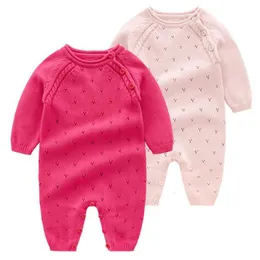 Rompers 2023 Baby Knitting Pure Cotton Babies Abbigliamento nati ragazze a maglieria principessa a maniche lunghe maglieria autunnale 230814