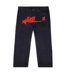 2023 Designer jeans Jeans Y2K Badfriflet Hip Hop Letter Impresso Black Pants Homens Mulheres Moda Casual Rock Rock Wide Foot Baggy streetwear 230320