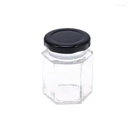 Speicherflaschen 45 ml Sechskant Transparent Glasflasche Honig leerer Glas Zucker Kanister Tank für die Heimküche