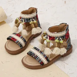 Flat Shoes Girls Sandals 2023 Summer Children S Bohemian Style Slippers Rortro Princess Shoes Open Toe 230815